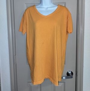 Aerie Real Soft Oversized V Neck Orange Tee Sz XS